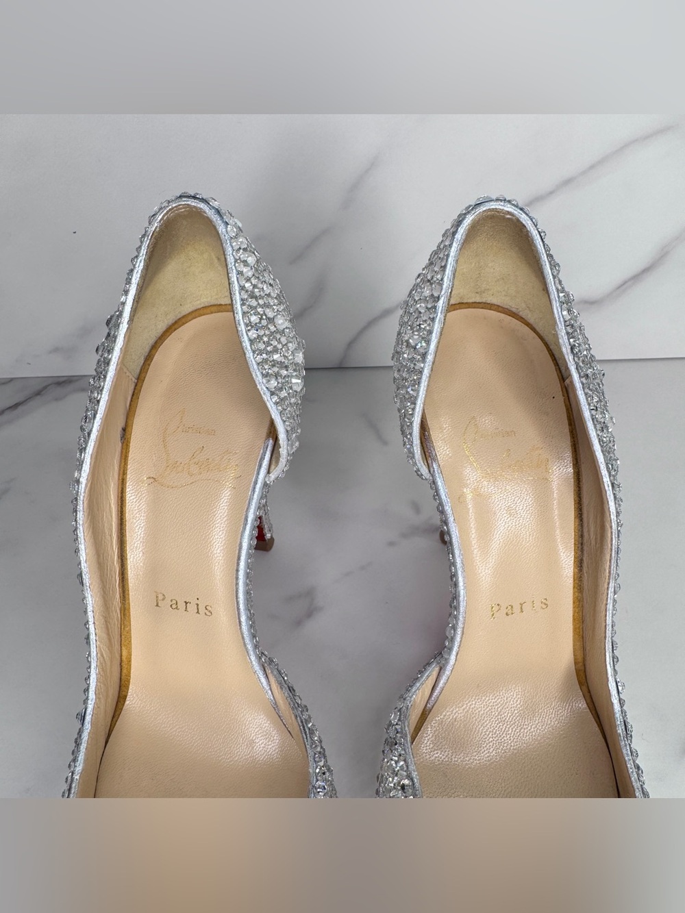 Christian Louboutin Iriza Silver Strass Crystal Heels Size 36.5 / 6.5 - Picture 8 of 16